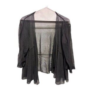 Vintage 90s Y2K Ardoise Black Mesh Cardigan Top Grunge Punk Women's Size M/L